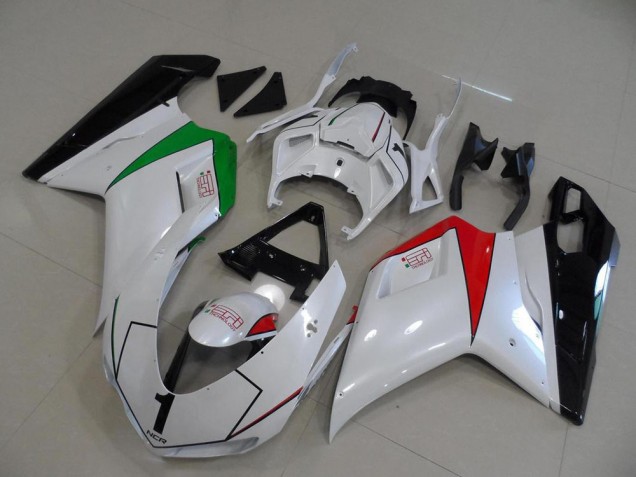 Pearl White with Italy Flag 07-14 Ducati 848 1098 1198 Motorcycle Fairings Pearl White with Italy Flag 07-14 Ducati 848 1098 1198 Motorcycle Fairings