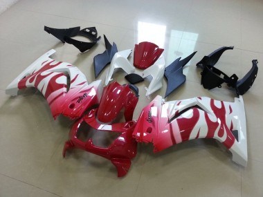 Pink Red Flame 08-12 Kawasaki ZX250R Motorcycle Fairings