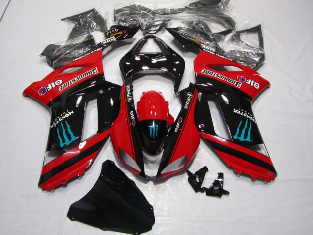 Red Black Monster 07-08 Kawasaki ZX6R Motorcycle Fairings Red Black Monster 07-08 Kawasaki ZX6R Motorcycle Fairings