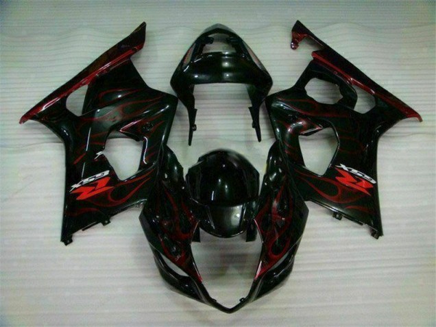 Red Flame 03-04 Suzuki GSXR 1000 Motorcycle Fairings