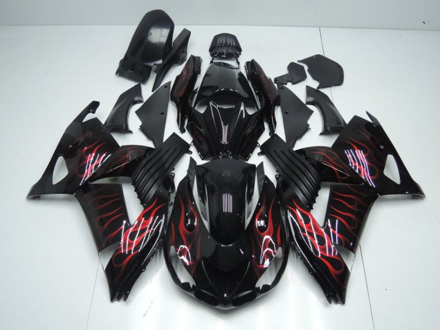 Red Flame 06-11 Kawasaki ZX14R ZZR1400 Motorcycle Fairings