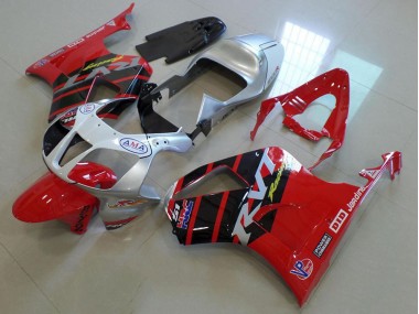 Red Silver 00-06 Honda VTR1000 Motorcycle Fairings