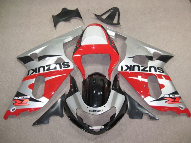 Red Silver 01-03 Suzuki GSXR 600 Motorcycle Fairings