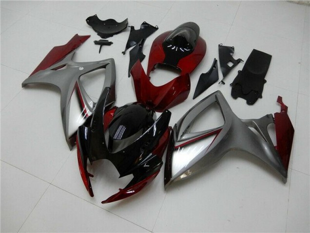Red Silver 06-07 Suzuki GSXR 600/750 Motorcycle Fairings