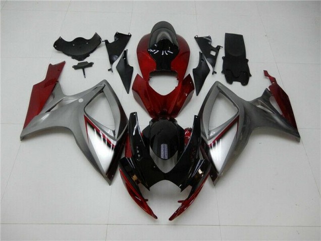 Red Silver 06-07 Suzuki GSXR 600/750 Motorcycle Fairings