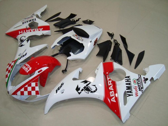 Red White 03-05 Yamaha YZF R6 Full Motorcycle Fairing Kits