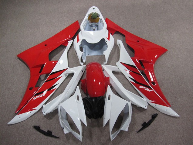 Red White 06-07 Yamaha YZF R6 Motorcycle Fairing