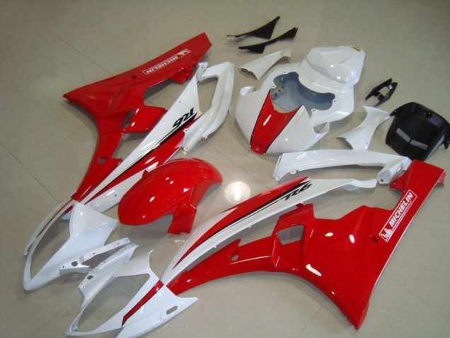 Red White 06-07 Yamaha YZF R6 Motorcycle Fairings