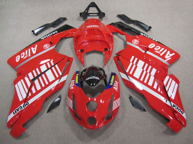 Red White Alice Sandisk 05-06 Ducati 749 Motorcycle Fairings Red White Alice Sandisk 05-06 Ducati 749 Motorcycle Fairings
