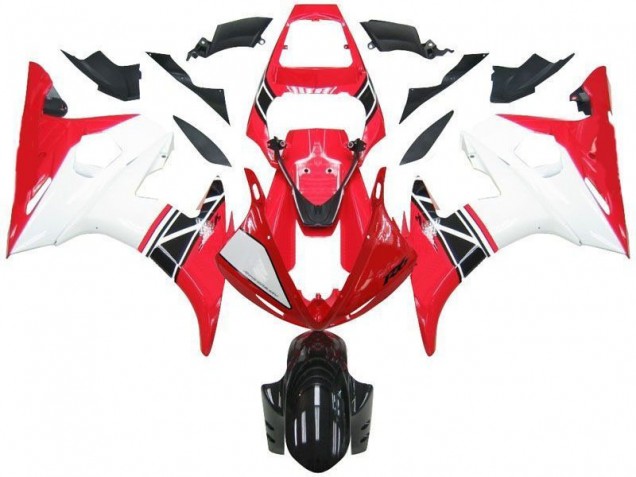 Red White Black 03-05 Yamaha YZF R6 Motorcycle Fairing Red White Black 03-05 Yamaha YZF R6 Motorcycle Fairing