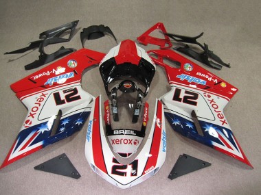 Red White Breil Xerox 21 07-14 Ducati 1098 Motorcycle Fairings