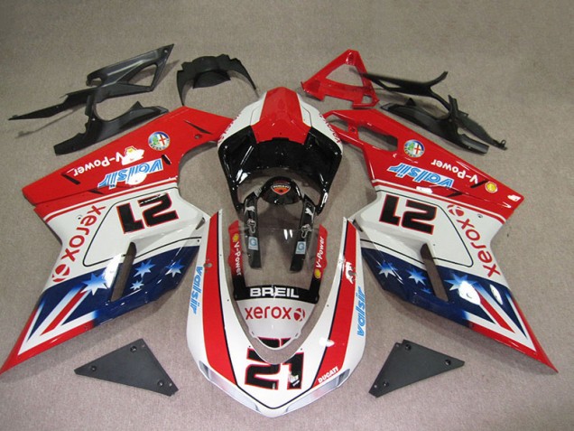 Red White Breil Xerox 21 07-14 Ducati 1098 Motorcycle Fairings Red White Breil Xerox 21 07-14 Ducati 1098 Motorcycle Fairings