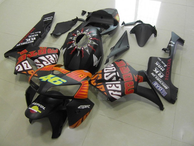 Rossi Matte Black 05-06 Honda CBR600RR Motorcycle Fairings Rossi Matte Black 05-06 Honda CBR600RR Motorcycle Fairings