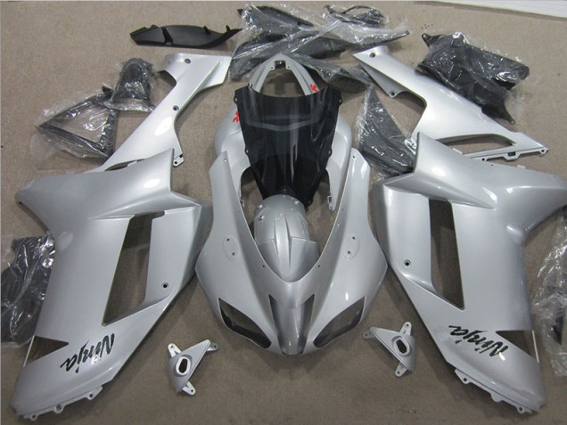 Silver 07-08 Kawasaki ZX6R Motorcycle Fairing Silver 07-08 Kawasaki ZX6R Motorcycle Fairing