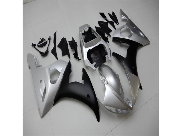 Silver Black 03-05 Yamaha YZF R6 Motorcycle Fairings Silver Black 03-05 Yamaha YZF R6 Motorcycle Fairings
