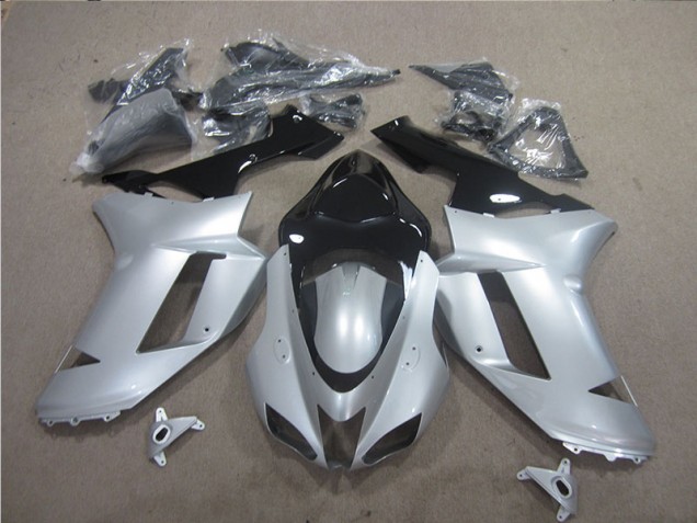 Silver Black 07-08 Kawasaki ZX6R Motorcycle Fairings Silver Black 07-08 Kawasaki ZX6R Motorcycle Fairings