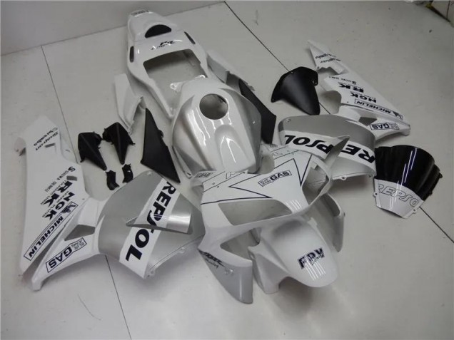 Silver White Black Repsol 03-04 Honda CBR600RR Motorcycle Fairings Silver White Black Repsol 03-04 Honda CBR600RR Motorcycle Fairings