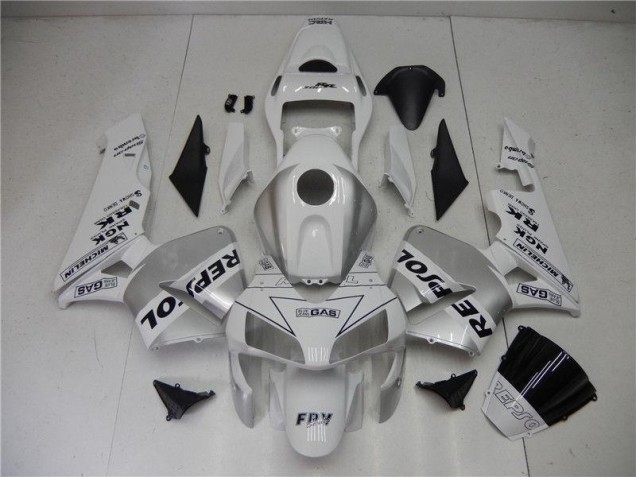 Silver White Black Repsol 03-04 Honda CBR600RR Motorcycle Fairings Silver White Black Repsol 03-04 Honda CBR600RR Motorcycle Fairings