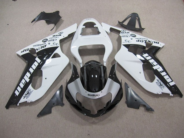 White Black 01-03 Suzuki GSXR 600 Motorcycle Fairings