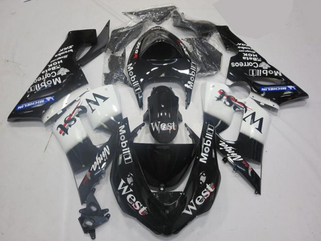 White Black 05-06 Kawasaki ZX6R Motorcycle Fairing