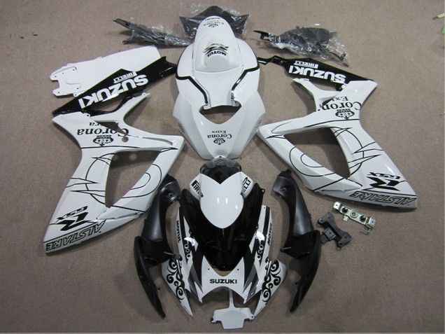 White Black Corona Extra 06-07 Suzuki GSXR 600 Motorcycle Fairings