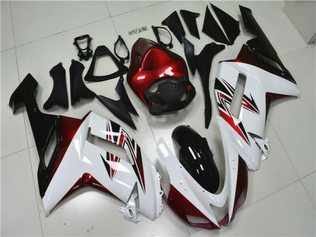 White Black Red 07-08 Kawasaki ZX6R Motorcycle Fairings