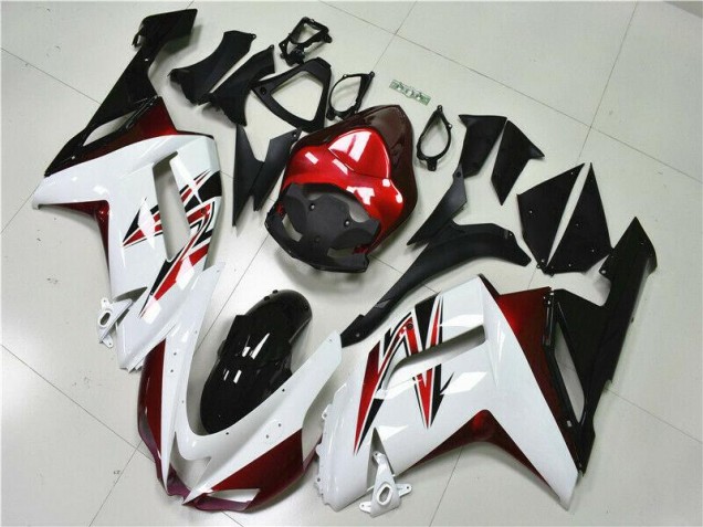 White Black Red 07-08 Kawasaki ZX6R Motorcycle Fairings