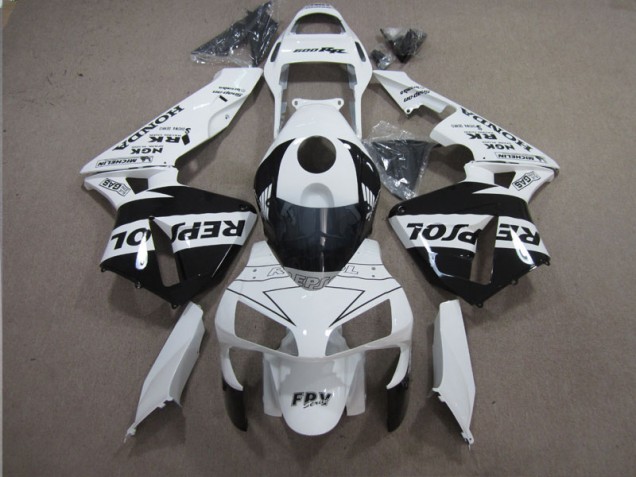 White Black Repsol 03-04 Honda CBR600RR Motorcycle Fairings White Black Repsol 03-04 Honda CBR600RR Motorcycle Fairings