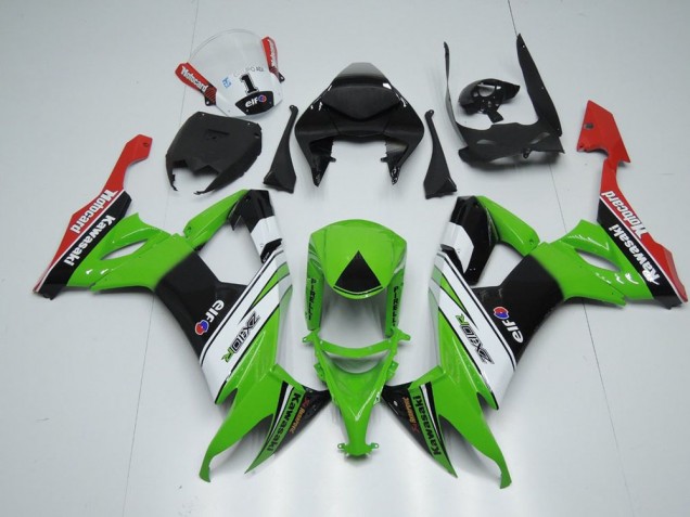White Black and Green 08-10 Kawasaki ZX10R Motorcycle Fairings White Black and Green 08-10 Kawasaki ZX10R Motorcycle Fairings