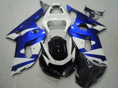 White Blue 01-03 Suzuki GSXR 600 Motorcycle Fairings