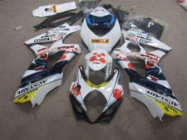 White Blue Dark Dog 07-08 Suzuki GSXR 1000 Motorcycle Fairings