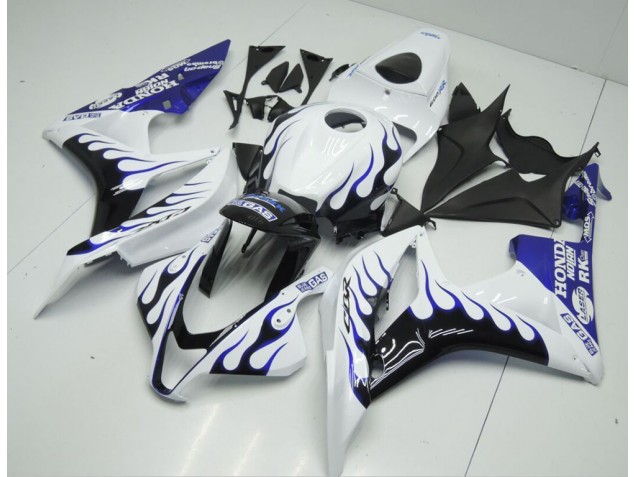 White Blue Flame 07-08 Honda CBR600RR Motorcycle Fairings White Blue Flame 07-08 Honda CBR600RR Motorcycle Fairings