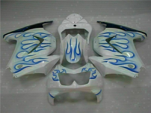 White Blue Flame 08-12 Kawasaki EX250 Motorcycle Fairings White Blue Flame 08-12 Kawasaki EX250 Motorcycle Fairings