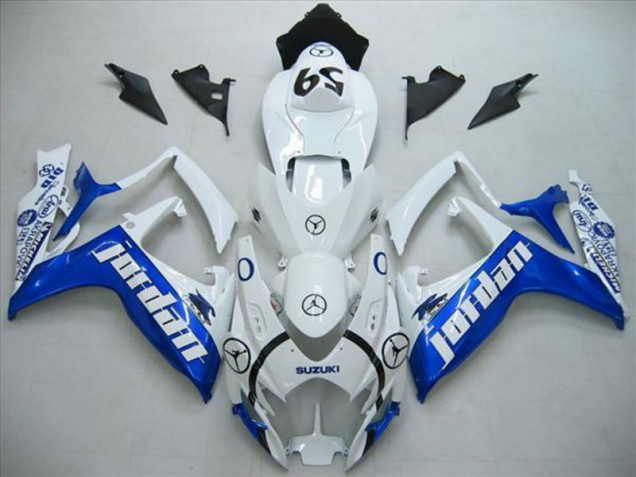 White Blue Jordan 06-07 Suzuki GSXR 600 Motorcycle Fairings White Blue Jordan 06-07 Suzuki GSXR 600 Motorcycle Fairings