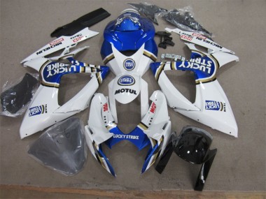White Blue Lucky Strike Motul 06-07 Suzuki GSXR 600 Motorcycle Fairings