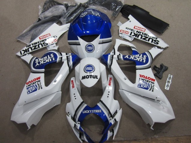 White Blue Lucky Strike Red Motul 07-08 Suzuki GSXR 1000 Motorcycle Fairings White Blue Lucky Strike Red Motul 07-08 Suzuki GSXR 1000 Motorcycle Fairings