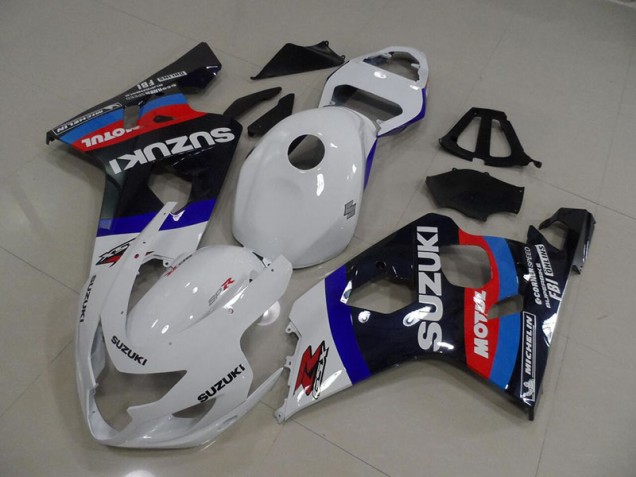 White Blue Motul 04-05 Suzuki GSXR 750 Motorcycle Fairings White Blue Motul 04-05 Suzuki GSXR 750 Motorcycle Fairings