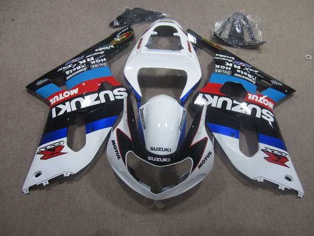 White Blue Red Motul 01-03 Suzuki GSXR 750 Motorcycle Fairings
