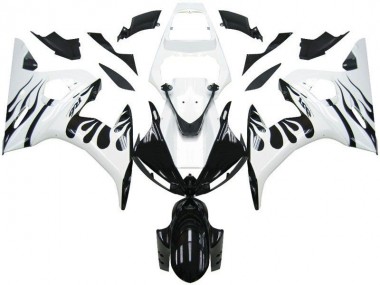 White Flame Black 03-05 Yamaha YZF R6 Motorcycle Fairings