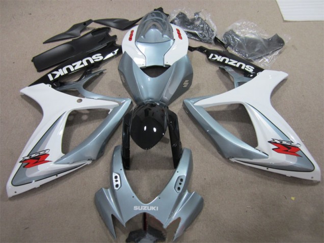 White Grey 06-07 Suzuki GSXR 600 Motorcycle Fairings White Grey 06-07 Suzuki GSXR 600 Motorcycle Fairings
