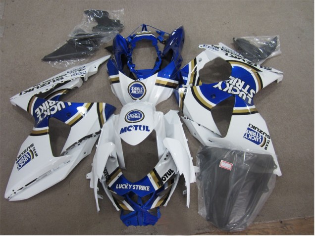 White Lucky Strike Blue Motul 09-16 Suzuki GSXR 1000 Motorcycle Fairings White Lucky Strike Blue Motul 09-16 Suzuki GSXR 1000 Motorcycle Fairings