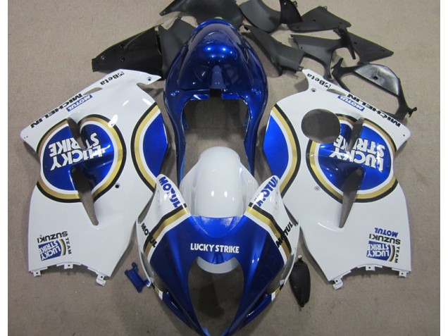 White Lucky Strike Blue Motul 96-07 Suzuki GSXR 1300 Hayabusa Motorcycle Fairings White Lucky Strike Blue Motul 96-07 Suzuki GSXR 1300 Hayabusa Motorcycle Fairings