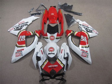 White Lucky Strike Red Motul 08-10 Suzuki GSXR 600 Motorcycle Fairings