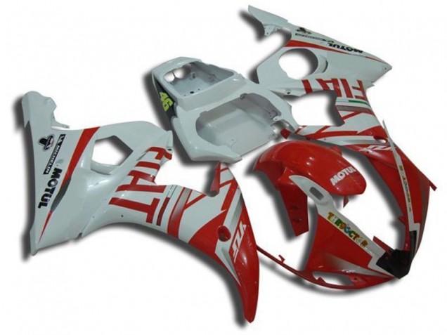 White Motul Red Fiat 03-05 Yamaha YZF R6 Motorcycle Fairings White Motul Red Fiat 03-05 Yamaha YZF R6 Motorcycle Fairings