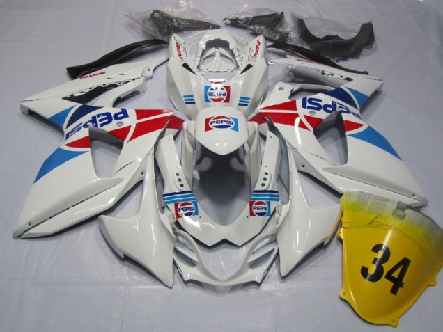 White Pepsi 34 09-16 Suzuki GSXR 1000 Motorcycle Fairings White Pepsi 34 09-16 Suzuki GSXR 1000 Motorcycle Fairings