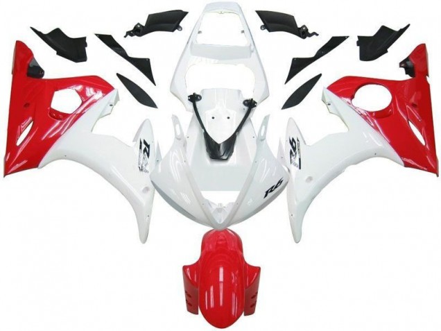 White Red 03-05 Yamaha YZF R6 Motorcycle Fairings White Red 03-05 Yamaha YZF R6 Motorcycle Fairings