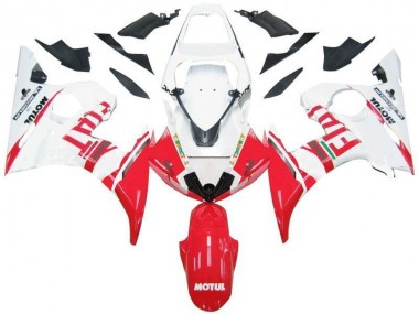 White Red Fiat 03-05 Yamaha YZF R6 Motorcycle Fairings