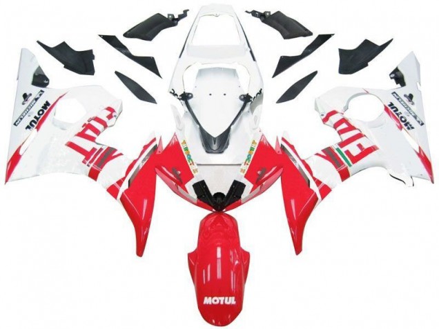 White Red Fiat 03-05 Yamaha YZF R6 Motorcycle Fairings White Red Fiat 03-05 Yamaha YZF R6 Motorcycle Fairings