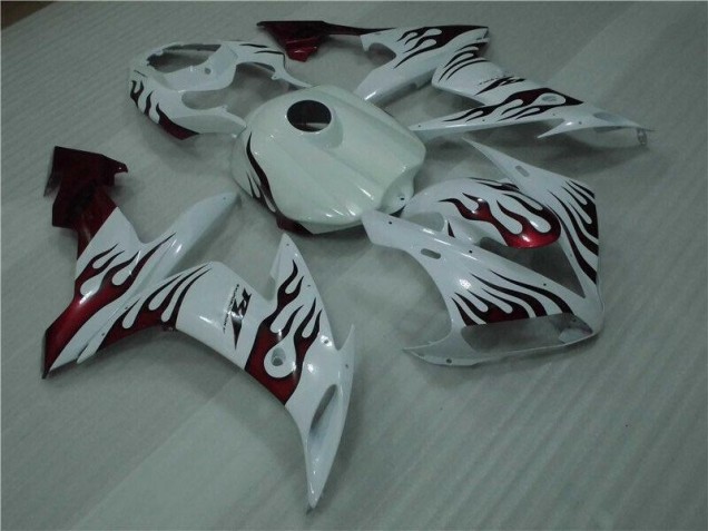 White Red Flame 04-06 Yamaha YZF R1 Motorcycle Fairings White Red Flame 04-06 Yamaha YZF R1 Motorcycle Fairings