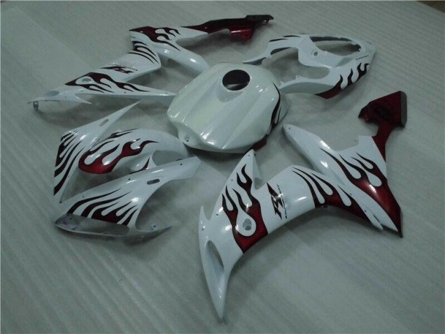 White Red Flame 04-06 Yamaha YZF R1 Motorcycle Fairings White Red Flame 04-06 Yamaha YZF R1 Motorcycle Fairings